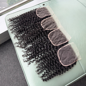 Prix de gros 100% Cheveux humains vietnamiens bouclés Jerry, Closure en dentelle HD 5x5, 14-20 pouces, Closures 2x6, 4x4, 5x5, 6x6, Diverses formes de vagues - Product Image 4