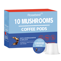Capsules de café adaptogène aux champignons végétaliennes personnalisées 10-en-1 sans sucre, recyclables, compatibles avec Keurig