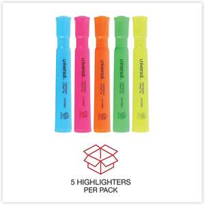 Juego de Marcadores Fluorescentes Universal 08860, Colores Fluorescentes, Paquete de 5, Punta Plana para Uso Escolar, Marcador de Escritorio - Product Image 5