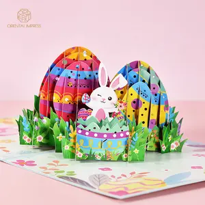 Acquista all'ingrosso coniglietto 3D e uova di pasqua carta regalo Pop-Up biglietto di auguri felice Festival di pasqua