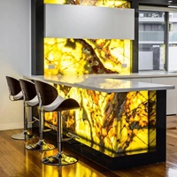 Panneaux muraux en onyx translucide rétroéclairé au design moderne, polis, imitation albâtre, pour la décoration intérieure des hôtels, grande dalle
