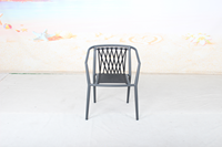 Ensemble de meubles de bistrot pour balcon de restaurant extérieur, table ronde en aluminium Paito, 2 chaises empilables en toile pour 2 personnes