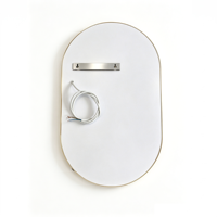 Miroir de salle de bain LED avec cadre doré et capteur sans contact, motif ondulé imprimé UV personnalisé