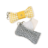 Étui à lunettes en tissu avec nœud mignon et chiffon de nettoyage, sac de rangement souple pour lunettes de soleil avec porte-clés pour sac à main