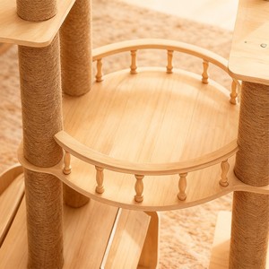 <span class=keywords><strong>Arbre</strong></span> <span class=keywords><strong>à</strong></span> <span class=keywords><strong>chat</strong></span> multi-niveaux en bois avec poteaux <span class=keywords><strong>à</strong></span> gratter en sisal et plateformes de observation en tissu acrylique pour chats d'intérieur - Product Image 3