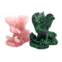 Vente en gros de quartz rose en cristal naturel Aigle Pierre de guérison Cristal Artisanal Sculptures uniques Aigle rose rose pour collection