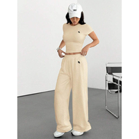 Ensemble deux pièces décontracté Y2K d'été pour femme, col rond, crop top court, personnalisable avec logo, directement de l'usine