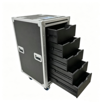 Valise de transport OEM/ODM à texture grain de litchi, 5 tiroirs en bois, porte coulissante latérale, quincaillerie en zinc argenté, robuste, indice de protection IP67