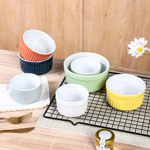 Multisize Gestreepte Soufflé Ramekin Cupcake Bakoven Pudding Kommen Keramische Ramekin - Product Image 1