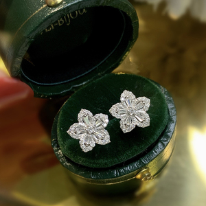 Aazuo Pendientes de oro blanco macizo de 18 quilates con diamantes naturales reales de 0,40 quilates, pendientes con forma de flor de hadas, regalo de compromiso para mujer, regalo de amor verdadero Au750 - Product Image 4