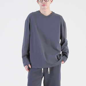 Chemise à manches longues unisexe 205GSM 100% coton, col rond, coupe ample, support personnalisé, chemises à manches longues vierges unisexes pour l'automne - Product Image 5