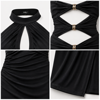 Robe midi asymétrique à découpes imprimé léopard A&J pour femme, coupe biais, dos nu, ourlet queue de poisson, certifiée GRS, logo personnalisé, ODM