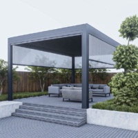 Pergola motorisée intelligente 10x20 pieds en aluminium thermolaqué, système de panneaux solaires, toit à lames orientables automatiques, écran LED, nature