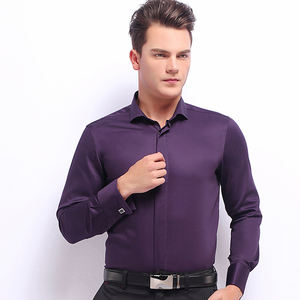 Chemises pour hommes pour les spectacles en salle de bal, mariage, chemise <span class=keywords><strong>longue</strong></span> à manches longues pour hommes, chemise violette, <span class=keywords><strong>robe</strong></span> française, haut ajusté - Product Image 2