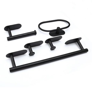 Set Perlengkapan Kamar Mandi 5 Buah Gantungan Handuk Cincin Handuk Tempat Tisu Toilet Gantungan Jubah Bahan Stainless Steel Perlengkapan Aksesori Kamar Mandi - Product Image 4