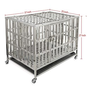 Chine Offre Spéciale Grand Acier Inoxydable Double Porte En Métal Chenil Pet Parc Poulie Chien Cage - Product Image 2
