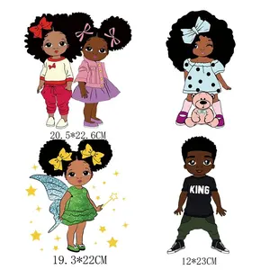 40 + Hot New Black Kids Little Queen Little King Prêt à presser Plastisol Kid Heat Transfer Iron on Stickers Patches