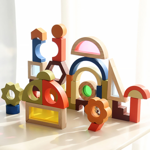 Wooden Sensory Building Blocks with Mirror Color Window Photosensitive DIY Educational Toy for Kids Creative Construction Play - Product Image 3