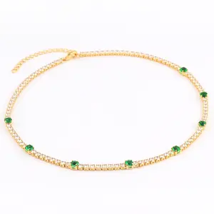 Fashion Jewelry 18k Real Gold Plated Bling Bling Diamond Zircon CZ Tennis Necklace Shine 2.5MM Moissainte Tennis Choker Necklace