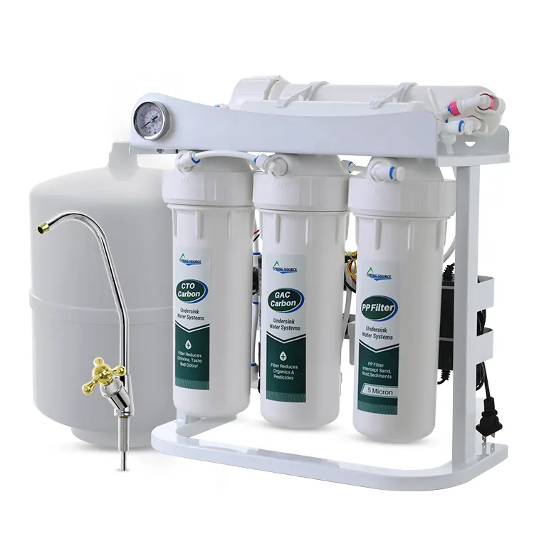 Under Sink Household Reverse Osmosis Alkaline Water Filtration 5 Stage RO System With Tank and Faucet
