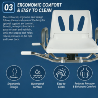Tabouret de douche en acier AC358U, capacité 100 kg, avec trous de drainage, CE AndCare Caregiver, avec pieds à ventouses