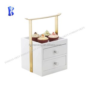 Restaurant Hôtel Buffet Équipement De <span class=keywords><strong>Restauration</strong></span> Décoration De Mariage Utilisé 3 Niveaux Deluxe Grande Capacité En Métal Céramique Bassin Gâteau Stand - Product Image 3