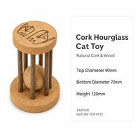 Juguete para Gatos de Corcho con Forma de Reloj de Arena, Juguete Interactivo de Madera Natural con Bola de Rompecabezas para Gatos de Interior