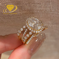 Bague de fiançailles à quatre griffes avec diamant de laboratoire, or 9k 10k 14k 18k, diamant ovale 3 carats avec halo, bague de mariage et de déclaration