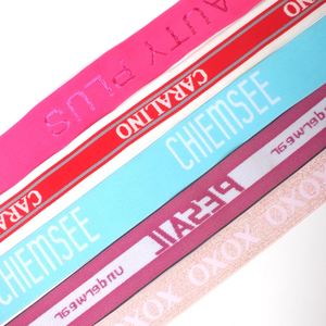 High Quality Nylon Polyester Latex Yarn Material Elastic <b>Webbing</b> Belt Jacquard LOGO Elastic Waistband - Product Image 4