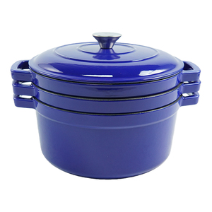 Ensemble de casseroles multifonctionnelles antiadhésives 3 <span class=keywords><strong>en</strong></span> 1, casseroles <span class=keywords><strong>en</strong></span> <span class=keywords><strong>fonte</strong></span> <span class=keywords><strong>émaillée</strong></span>, casserole peu profonde, faitout rond, 24 cm, 26 cm - Product Image 1