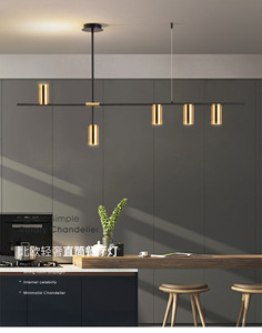 Nordic hanging Brass Golden light tubo lineare lampada a sospensione <span class=keywords><strong>Bar</strong></span> sala da pranzo decorazione di lusso cucina lampadario a sospensione - Product Image 5