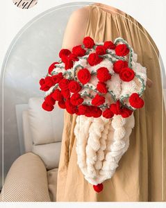 Handmade Cozy Crochet Bouquet <strong>Blanket</strong> Eco-Friendly Winter Bedspread Woven Rose Floral Scarf Shawl Braided Quilt Carpet Knitted - Product Image 4