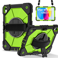 Funda Resistente WESOROL para iPad A16 11.ª Generación 2025, iPad 10.ª Generación 10.9 2022 con Soporte de 360°, Correa de Mano y Correa para Hombro, en Negro, Amarillo y Verde