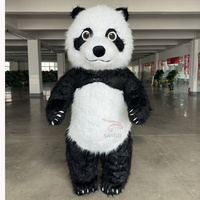 Costume Gonflable Panda à Poils Longs, Cosplay de Panda Roux Géant pour Carnaval, Événements Publicitaires, Mascotte