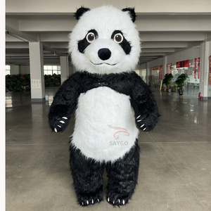 Fantasia Inflável de Panda com Pelo Longo, Cosplay de Panda Vermelho para Eventos de Carnaval, Publicidade, Mascote Gigante - Product Image 2