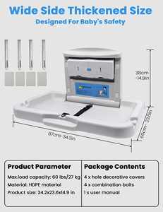 Estación de cambio de bebé comercial, soporte de pared <span class=keywords><strong>para</strong></span> pañales, estación de cambio de bebé plegable/pañales Adopt HDPE materiales seguros <span class=keywords><strong>para</strong></span> bebé - Product Image 5