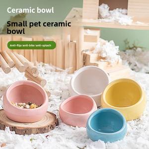 Cuenco de alimentación para hámster, plato de alimentación ranurado de color caramelo de oso jilguero, comedero pequeño para mascotas, cuenco de cerámica para hámster - Product Image 2