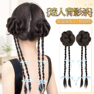 Py Wig Ponytail Braids With <b>Ribbon</b> <b>Bows</b> Classical Style High Temperature Wire Hair Extensions For Everyday Updos Any Face Shape - Product Image 2