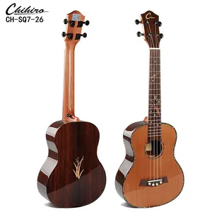 Wholesale hot sale 4 string small guitar 26 inch tenor kit diy kids gift solid cedar top rosewood back acoustic ukulele with bag