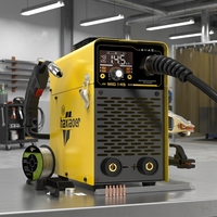 Machine à souder MIG DC à onduleur HAXIAOER Mig145 avec fil de 0,8 mm en acier inoxydable, multiprocessus 3-en-1 pour les ateliers de réparation de machines