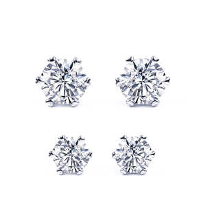 ต่างหูเพชรโมอิสซาไนต์ทรงกลมแบบหกขา ดีไซน์คลาสสิก ทันสมัย เรียบง่าย ชุบทองคำขาว จากเทียนหยู เจมส์ - Product Image 3