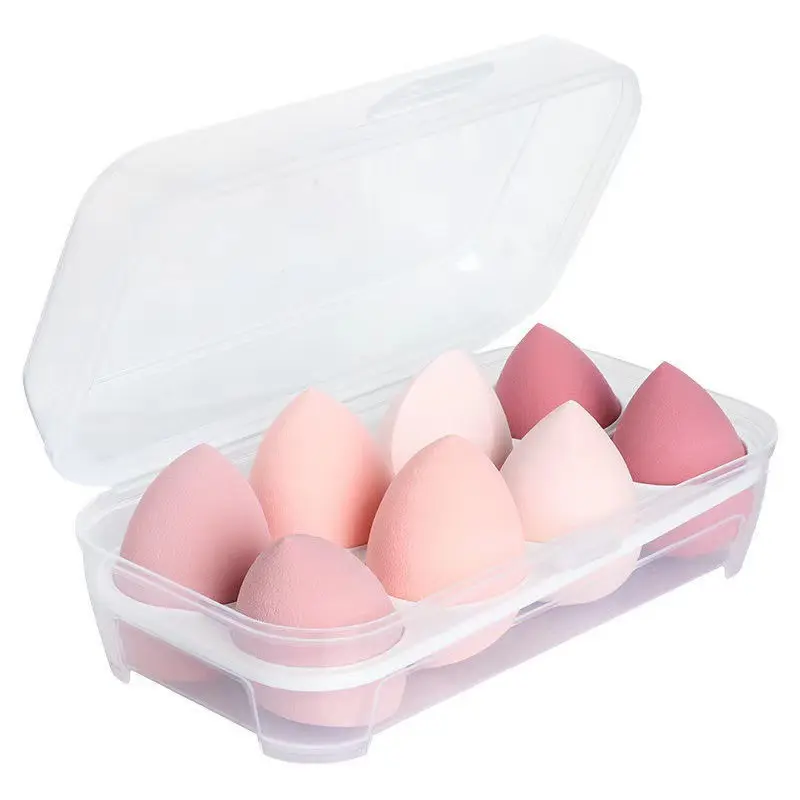 2021 new arrive 8 in one colorful waterdrop pink design makeup sponge cosmetic powder puff sponge