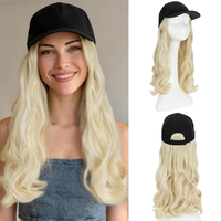 Gorra de Béisbol Personalizada con Cabello Sintético Ondulado, Peluca Integrada Resistente al Calor, Densidad Ajustable, Gorro de Uso Diario para Mujer