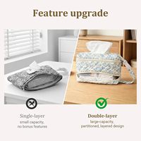 Porte-lingettes portable double couche matelassé avec compartiment séparé pour couches et lingettes humides, fermeture éclair YKK