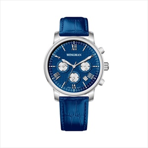 Montre-bracelet en cuir pour hommes, personnalisé avec 6 aiguilles super lumineuses, étanche, chronographe, en acier inoxydable, fermoir papillon - Product Image 1
