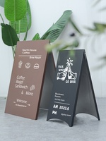 Panneau publicitaire pliable en forme de A en acier inoxydable sur pied, personnalisé pour les cafés