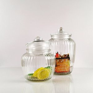 <span class=keywords><strong>Bocal</strong></span> en verre transparent avec couvercle hermétique, design original, pot de conservation alimentaire pour le lait et la gelée, grande capacité, forme cylindrique - Product Image 3