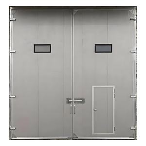 Petite porte industrielle grise automatique robuste à double porte en métal et acier - Product Image 2