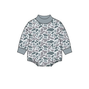 Body de Manga Larga con Cuello Alto para Bebés Niñas, Certificado por CPC y CPSIA, Estampado de Camuflaje, 95% Algodón, 5% Elastano - Product Image 1