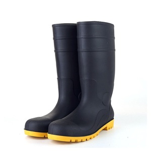 Midsole de punta de acero resistente a químicos, <span class=keywords><strong>Botas</strong></span> de lluvia protectoras para minería de construcción industrial, PVC, antiácido alcalino, negro, barato - Product Image 1